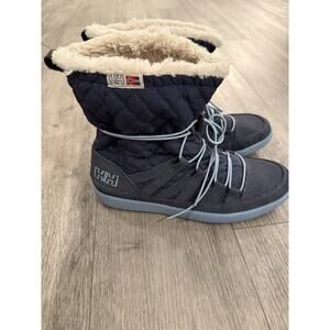 Helly Hansen Harriet Quilted Blue Suede Leather Faux Fur Lined Boots Women’s 10